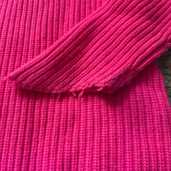 Generation Love Sadie Cashmere & Wool Asymmetric Sweater Hot Pink Medium - Picture 5 of 10